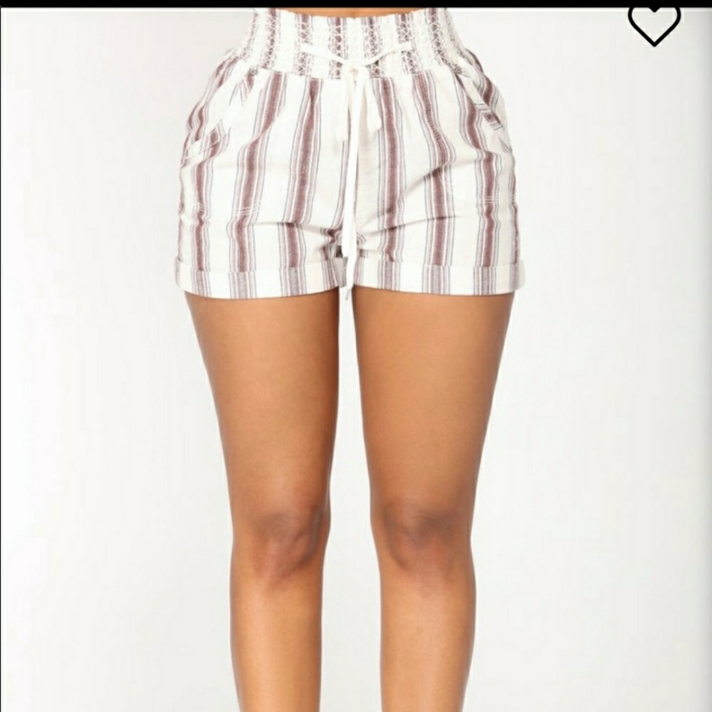 Red and white stripped shorts